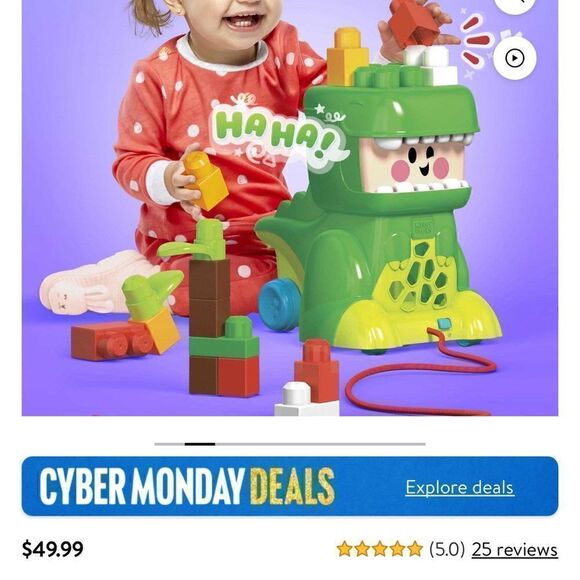 MEGA BLOKS Jammy Stackers T-Rex Toy Block Building Set Toddlers 1-3 NWOT - Picture 13 of 14